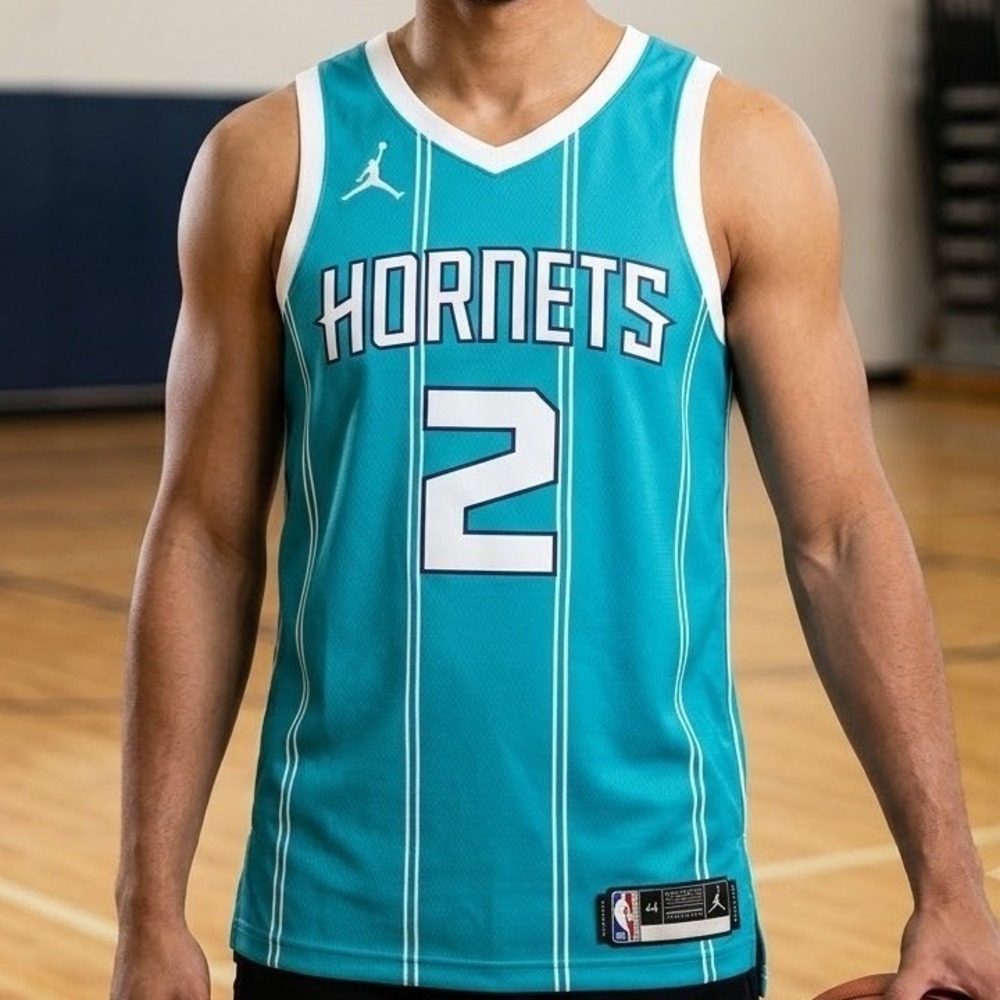 Jordan Charlotte Hornets LaMelo Ball 2 Statement Jersey Teal Mens Size 44 Medium